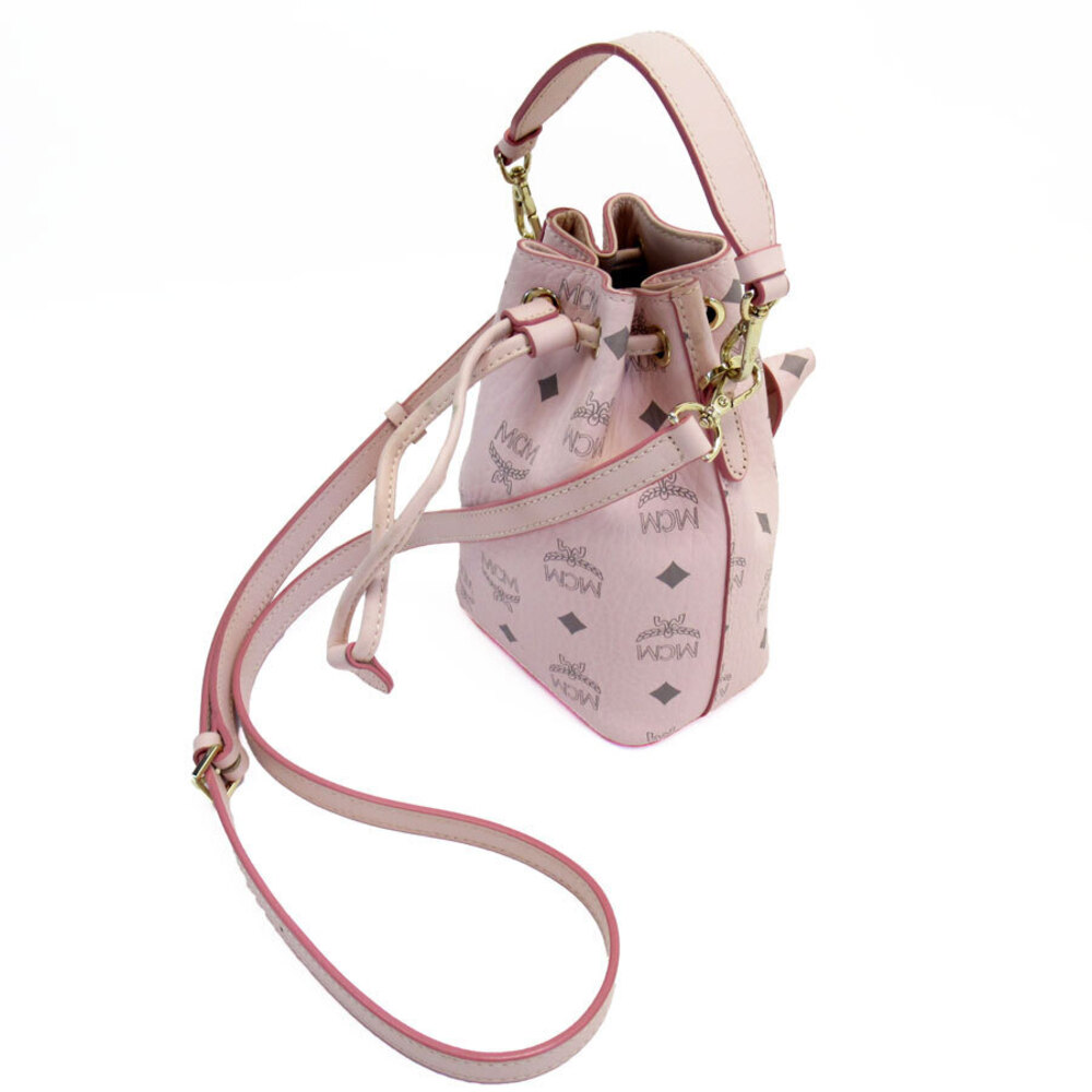 Mcm Pink Bag Gold Gray Crossbody Leather